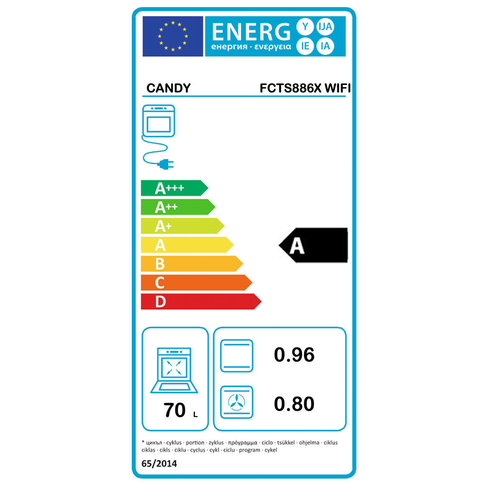 CANDY FCT886X Built-In, Oven, H60 x W60cm, 10 Functions, Pyrolytic, 70L