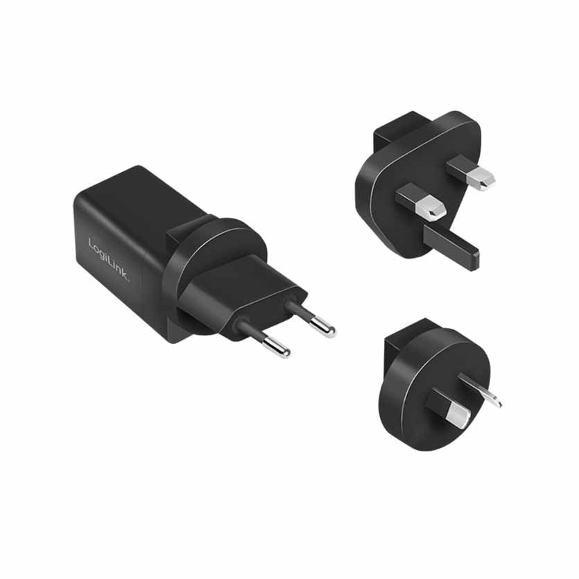 LOGILINK, PA0301 USB SOCKET TRAVEL ADAPTER, 30W 1xUSB-A, 1xUSB-C GaN TECHNOLOGY