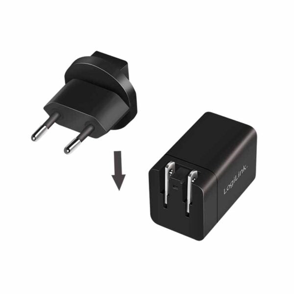 LOGILINK, PA0301 USB SOCKET TRAVEL ADAPTER, 30W 1xUSB-A, 1xUSB-C GaN TECHNOLOGY