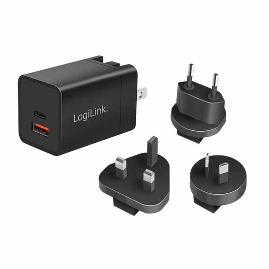 LOGILINK, PA0301 USB SOCKET TRAVEL ADAPTER, 30W 1xUSB-A, 1xUSB-C GaN TECHNOLOGY