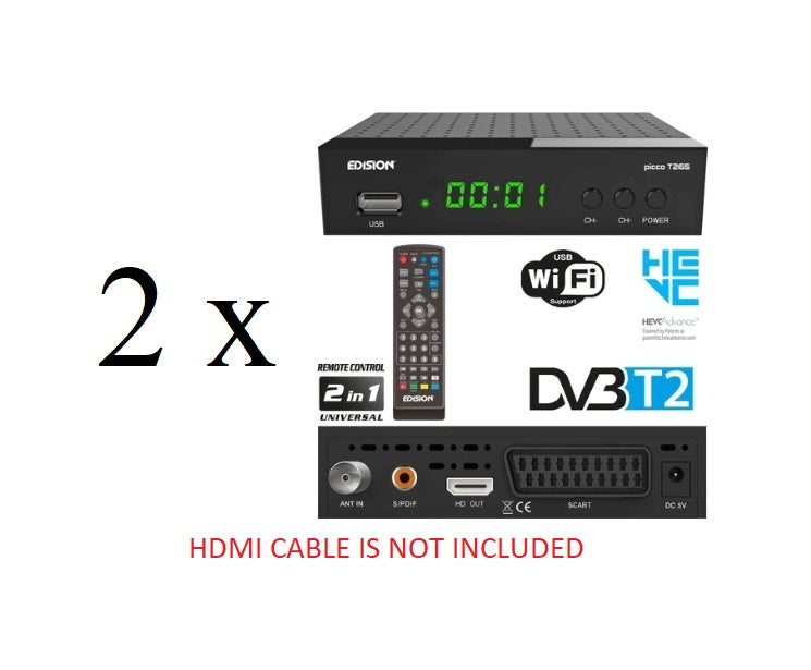 Offer 2 x EDISION PICCO T265 Terrestrial TV Receiver Decoder DVB-T2