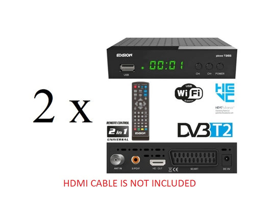 Offer 2 x EDISION PICCO T265 Terrestrial TV Receiver Decoder DVB-T2