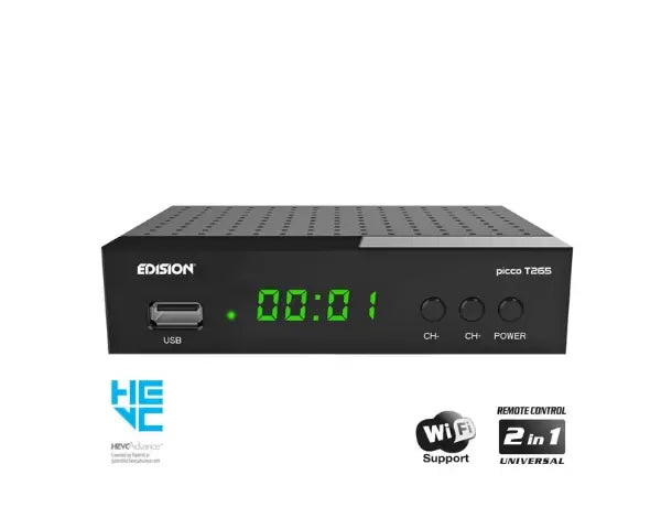 Offer Bundle 2 x EDISION PICCO T265 Terrestrial TV Receiver Decoder DVB-T2 + 2 x HDMI CABLE