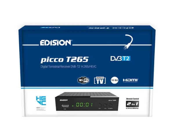 Offer Bundle 2 x EDISION PICCO T265 Terrestrial TV Receiver Decoder DVB-T2 + 2 x HDMI CABLE