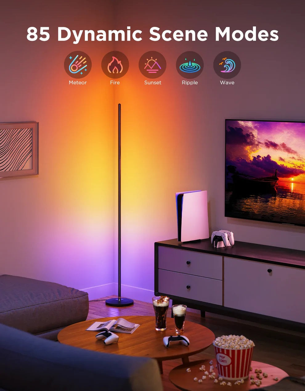 Govee Floor Lamp Lite Smart RGBICW Corner Lamp Supports Matter