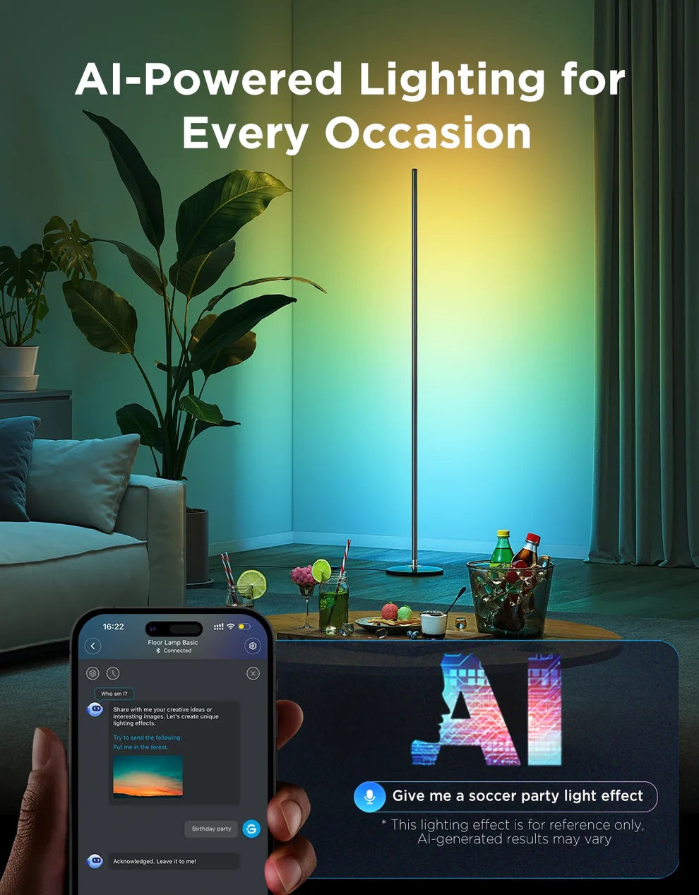 Govee Floor Lamp Lite Smart RGBICW Corner Lamp Supports Matter