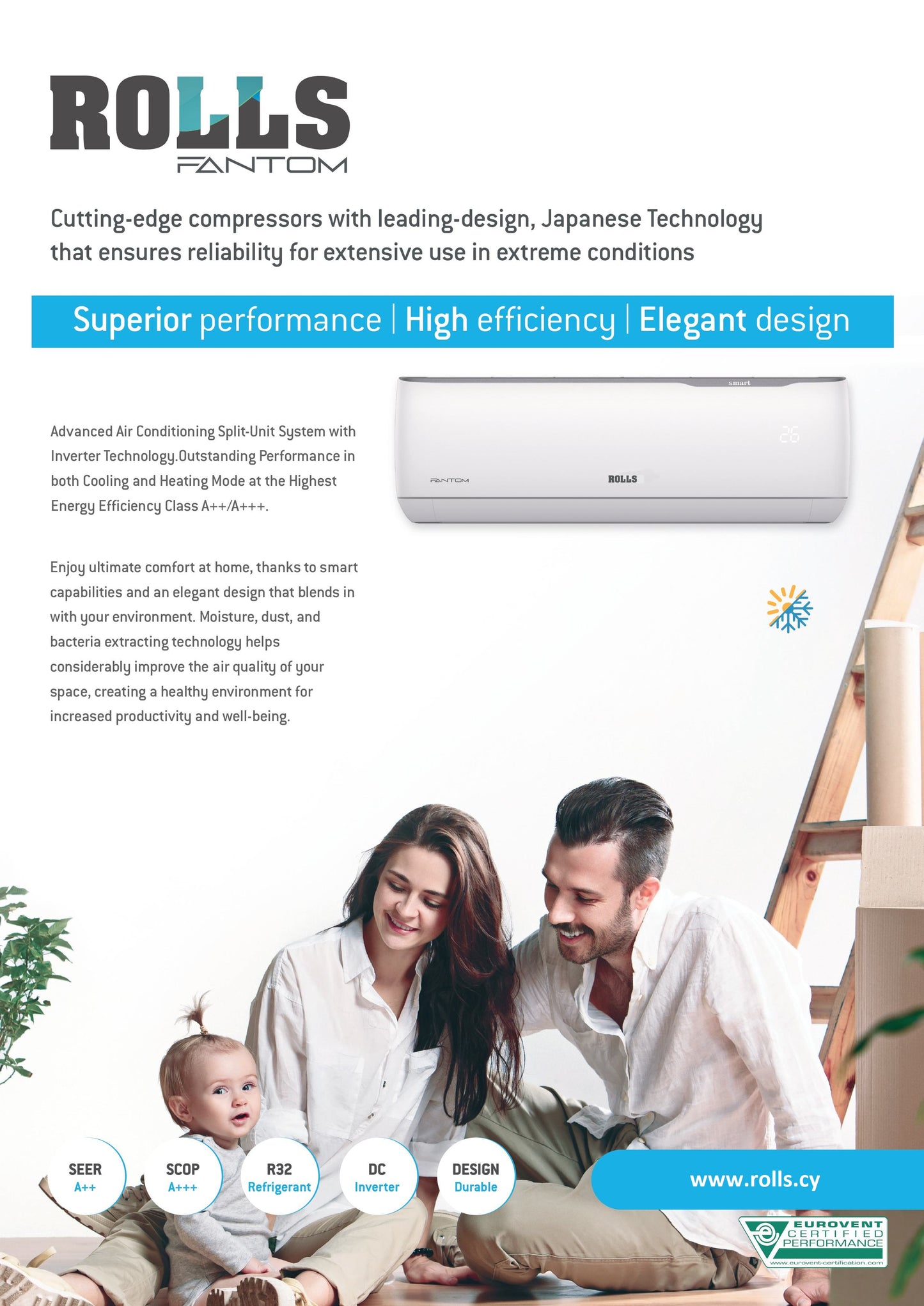 Rolls IES2/IN-18SUI/EU Fantom 18000 BTU Air Conditioner Inverter A++ / A+++ R32