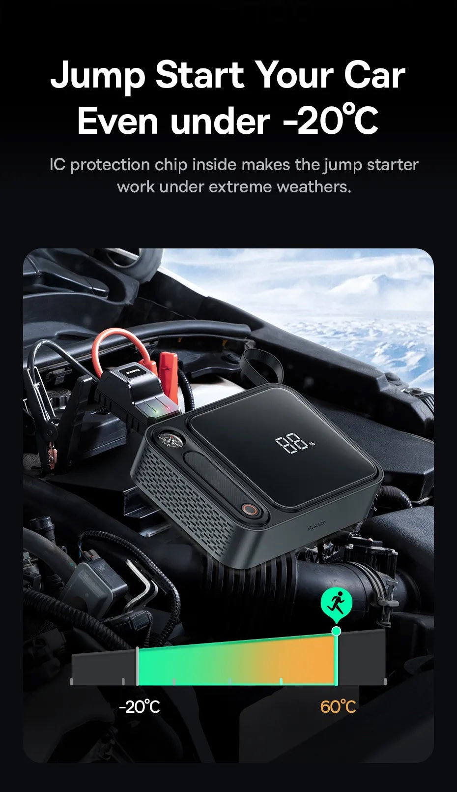 Baseus Car Jump Start Booster & Powerbank 26800maH 3000A