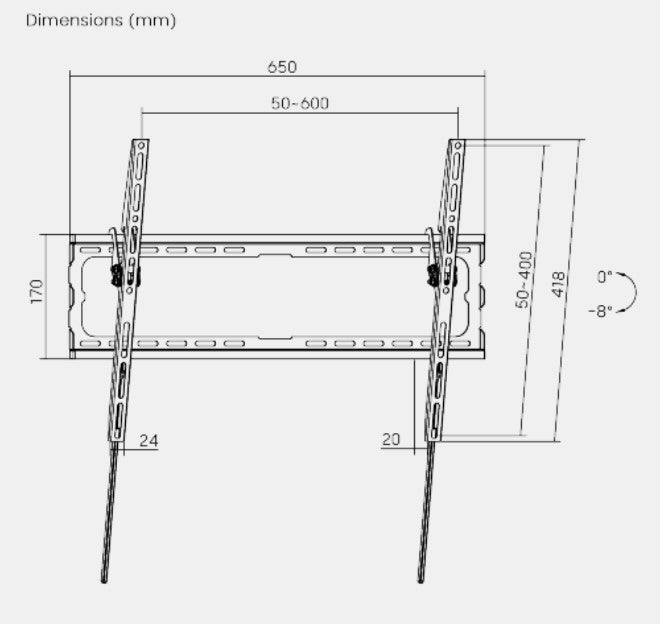 Brateck TV Mount 60x40 Tilt 45kg KL32-46T