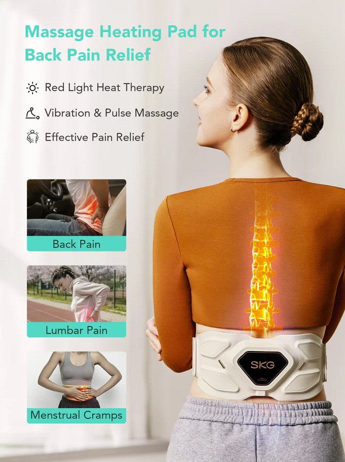 SKG Waist Massager Hot Compress-TENS-Vibration-Moxib & APP W9 Pro