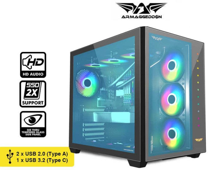 Armaggeddon TESSARAXX CORE 12 AIR ATX Gaming Case Black