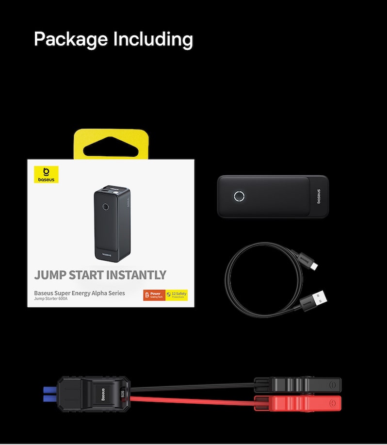 Baseus Car Jump Start Booster & Powerbank 6000mAh 600A ALPHA Black