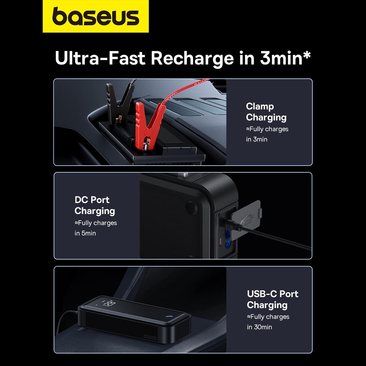 Baseus Car Jump Start Booster 3000A SUPERCAPACITOR
