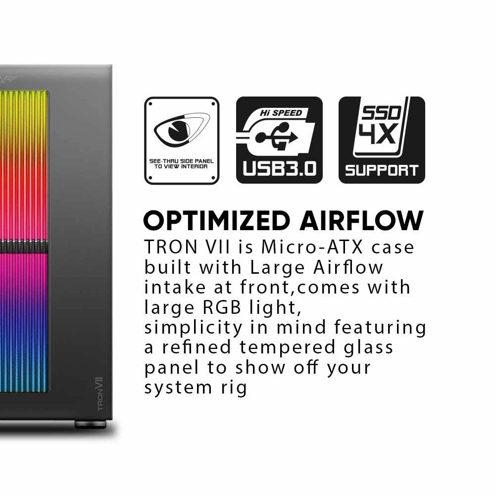 Armaggeddon TRON VII Micro ATX Gaming Case Black