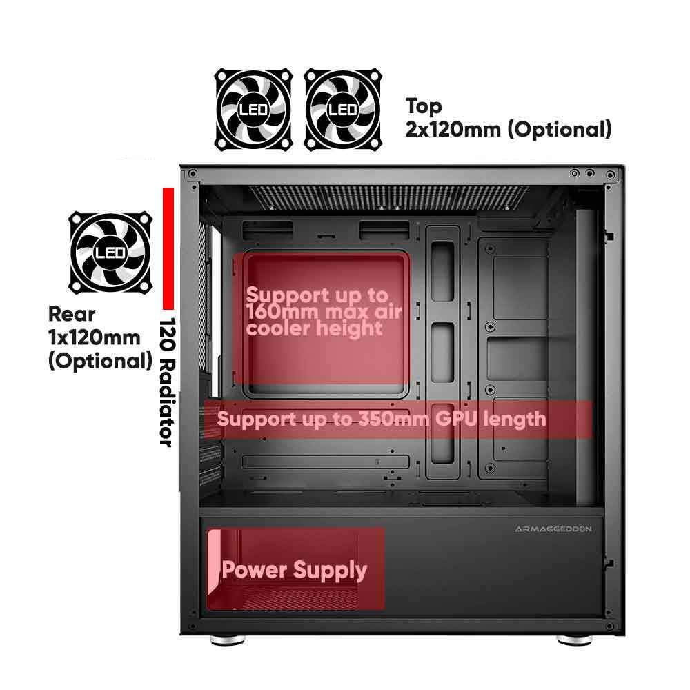 Armaggeddon TRON VII Micro ATX Gaming Case Black