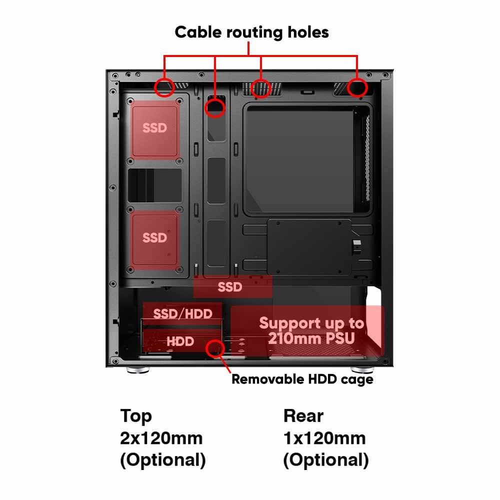 Armaggeddon TRON VII Micro ATX Gaming Case Black