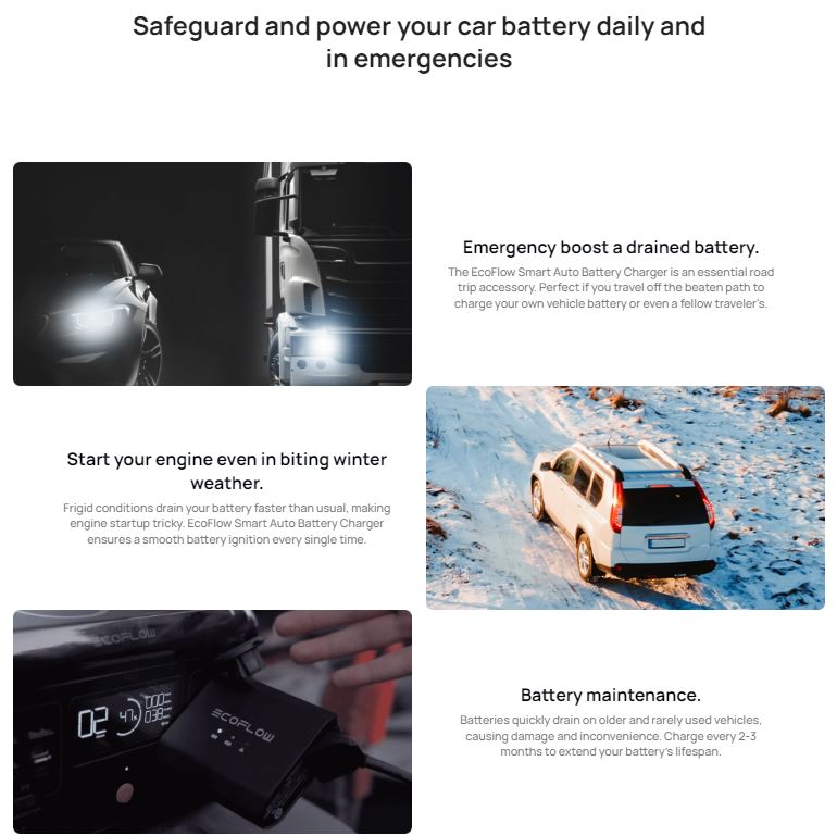 EcoFlow Smart 12V/24V Auto Battery Jump Starter, Maintainer & Charger (works with EcoFlow Power Stations)