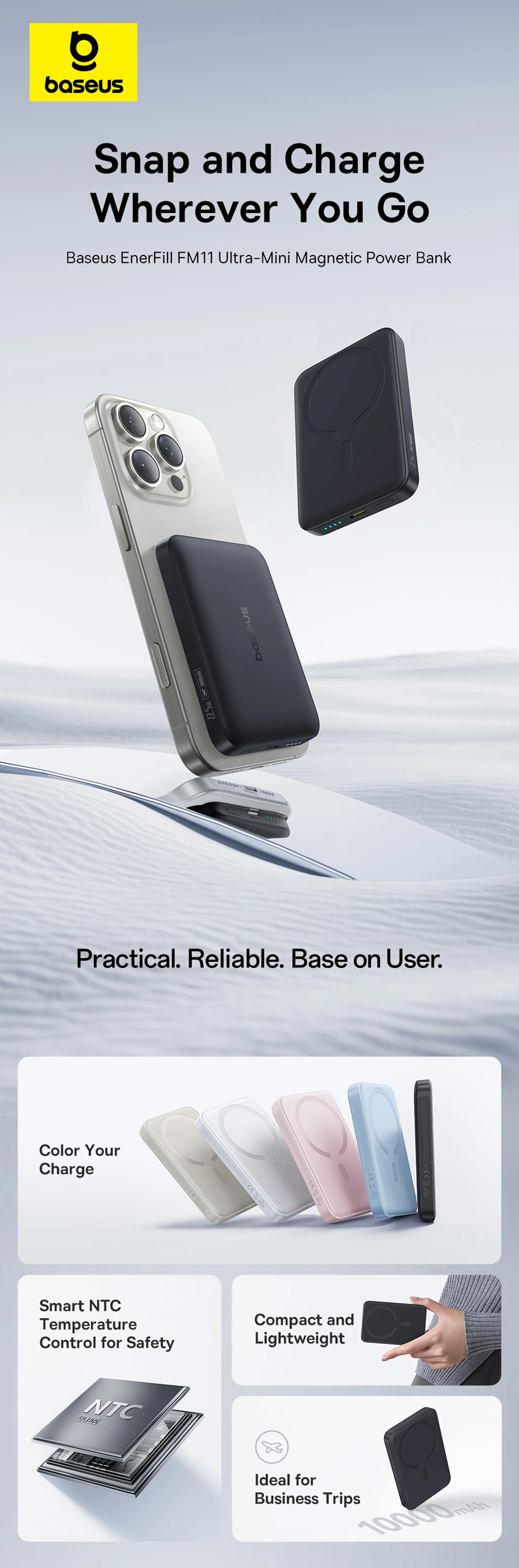 Baseus EnerFill FM11 Ultra Wireless Powerbank 22.5W 10000mAh White