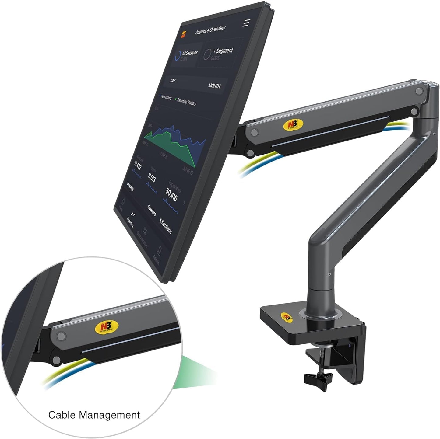 NBMounts G45 Extra Long Arm Desk Monitor Mount (replaces G70)
