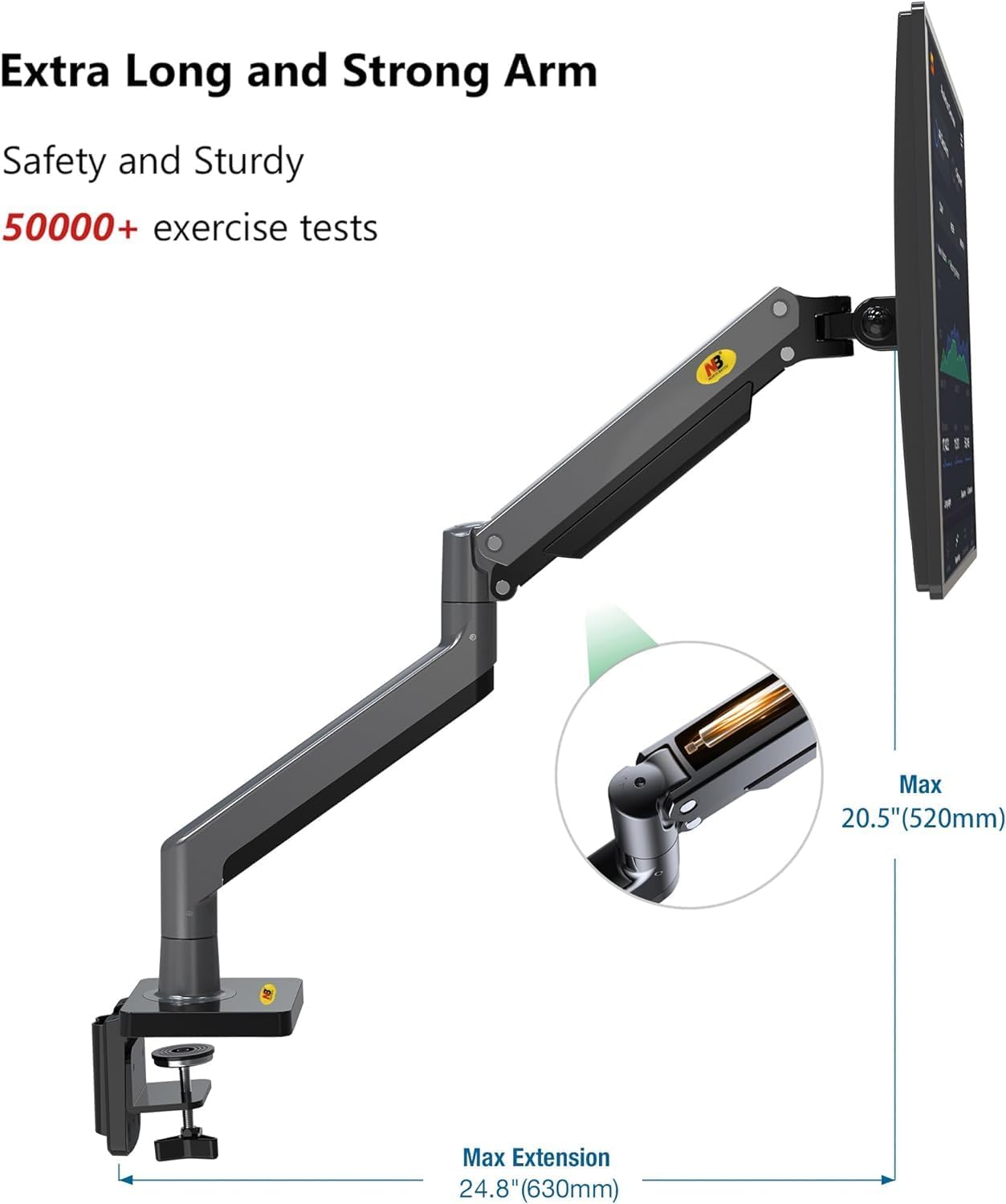 NBMounts G45 Extra Long Arm Desk Monitor Mount (replaces G70)