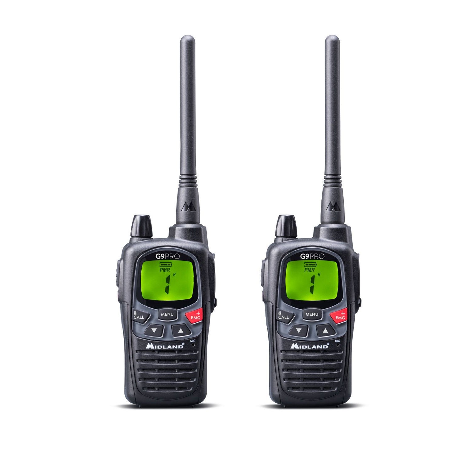 Midland G9 Pro Work Edition Valibox Includes 2x G9 Pro with Long Antenna, 2x Earphones & Carry Case