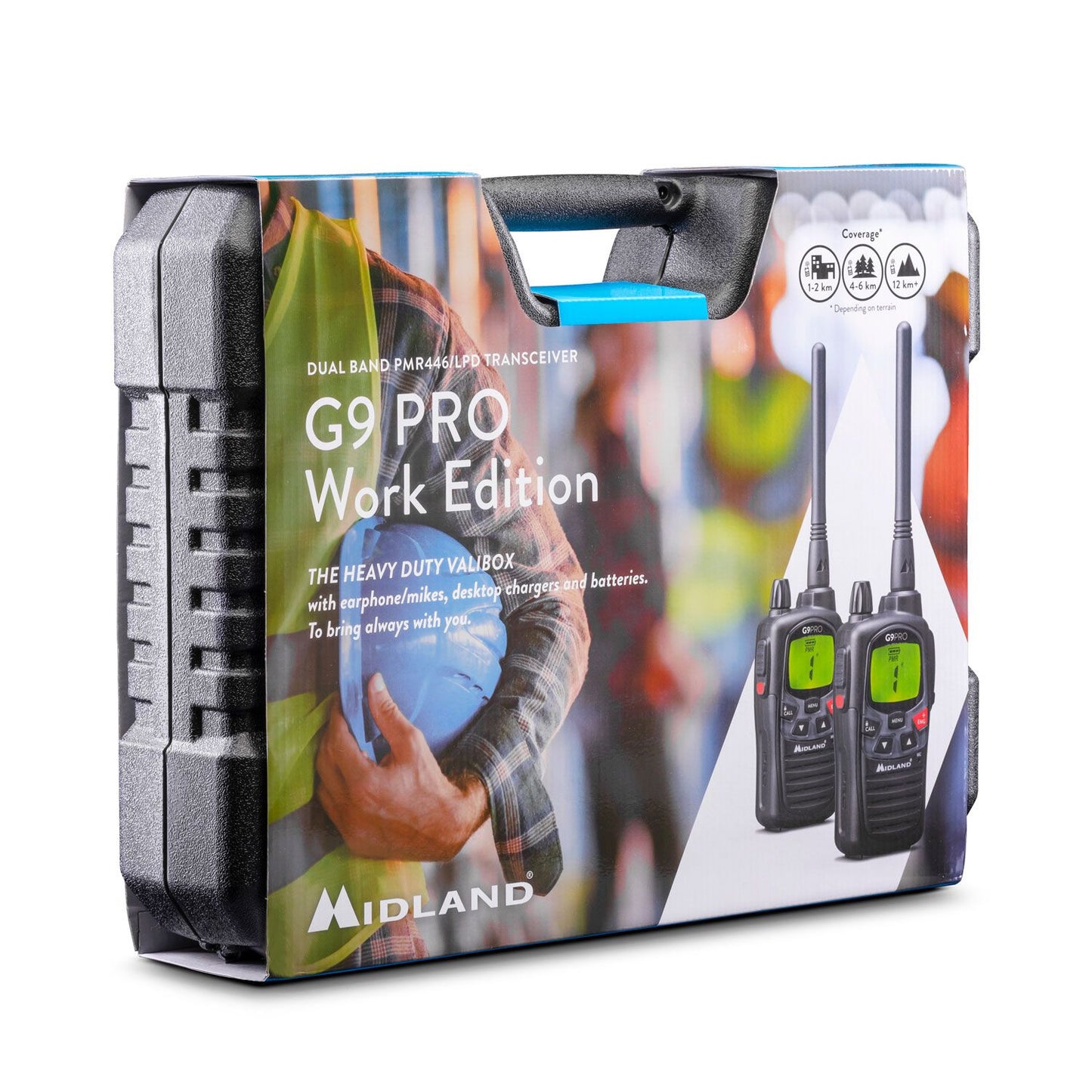 Midland G9 Pro Work Edition Valibox Includes 2x G9 Pro with Long Antenna, 2x Earphones & Carry Case