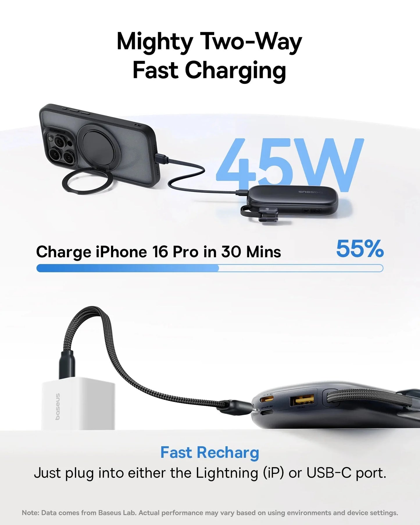 Baseus Powerbank 45W 10000mAh Display EnerFill FC21 Qpow 3 Ultra Black