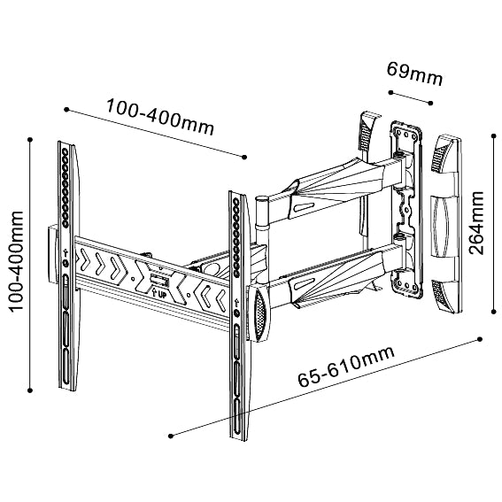 GBC TV Wall Mount Two Arms 40x40 40kg 61cm ELB-2642/EXTRA