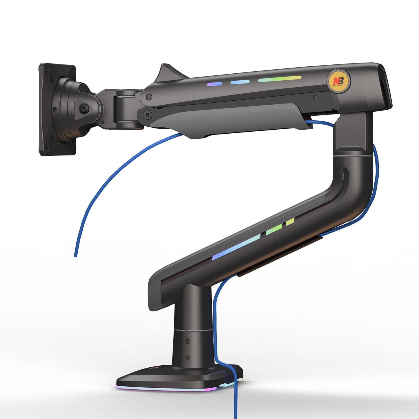 NBMounts F5 Gaming Series Single Arm RGB Monitor Desk Mount Heavy Duty up to 20kg