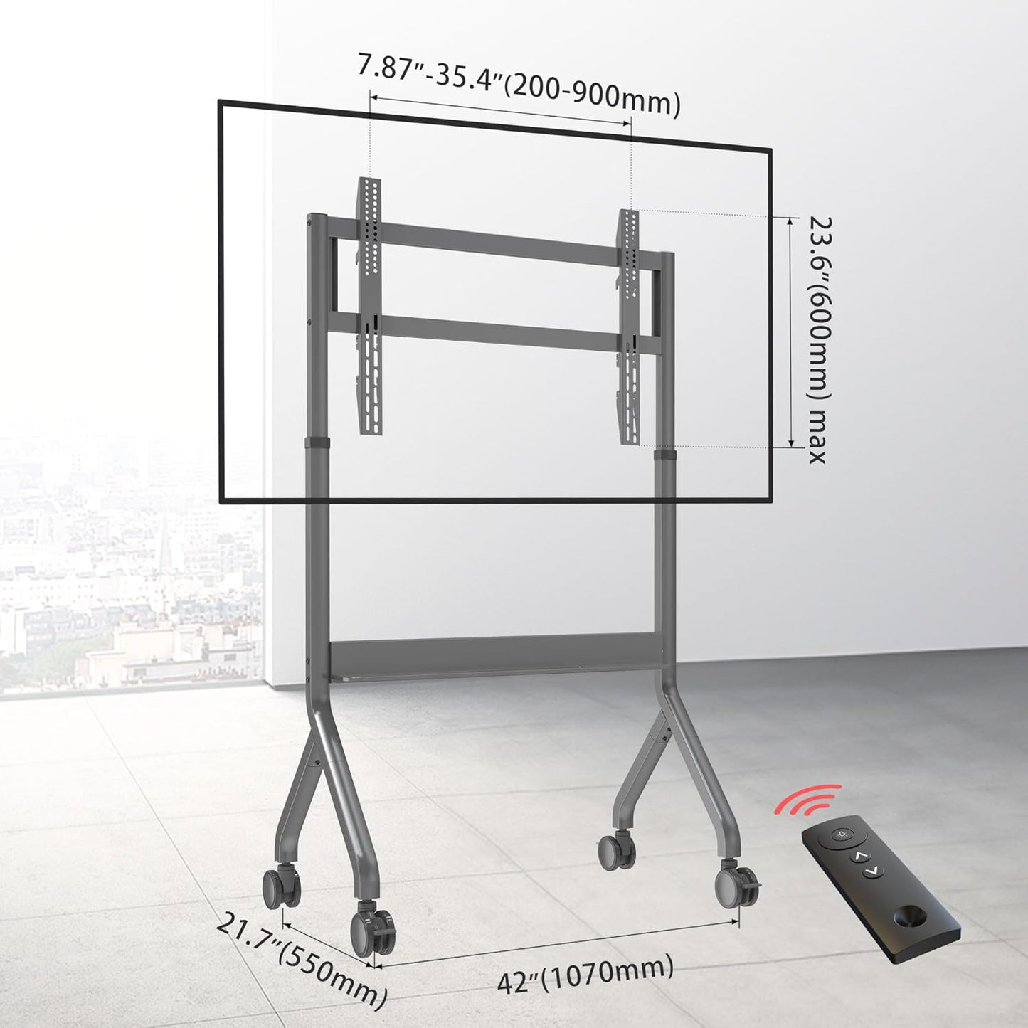 NBMounts P150 Motorized Trolley Adjustable up to 1.5m VESA 90x60 up to 90'' & 68kg
