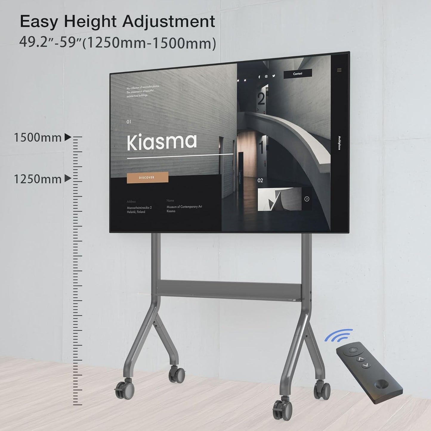 NBMounts P150 Motorized Trolley Adjustable up to 1.5m VESA 90x60 up to 90'' & 68kg