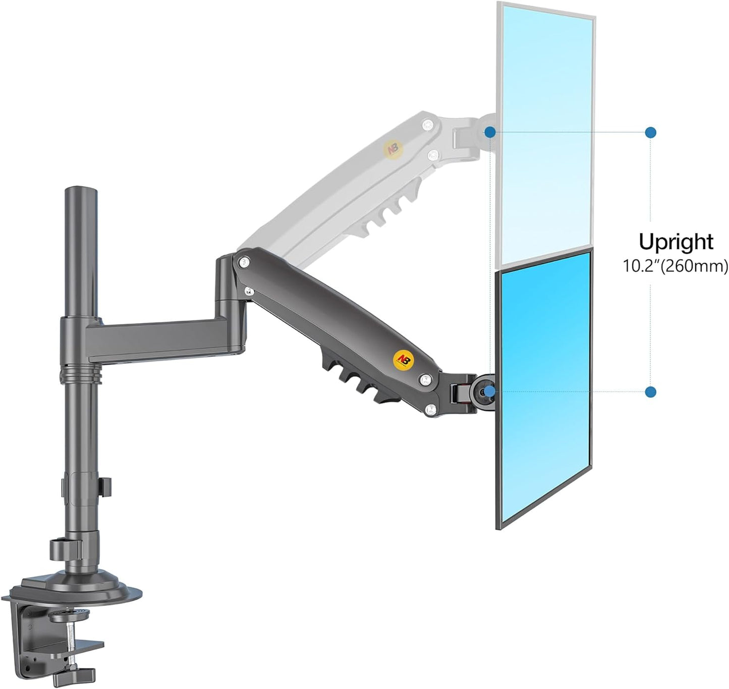 NBMounts H100 Single Arm Gas Desktop Monitor Mount