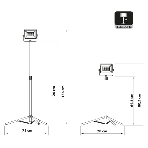 Rexer RX08050 Floodlight with Tripod Mains Powered 4000k 1 x 50W / 5500 lms