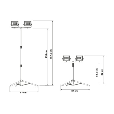 Rexer RX08052 Floodlight with Tripod Mains Powered 4000k 2 x 50W / 5500 lms