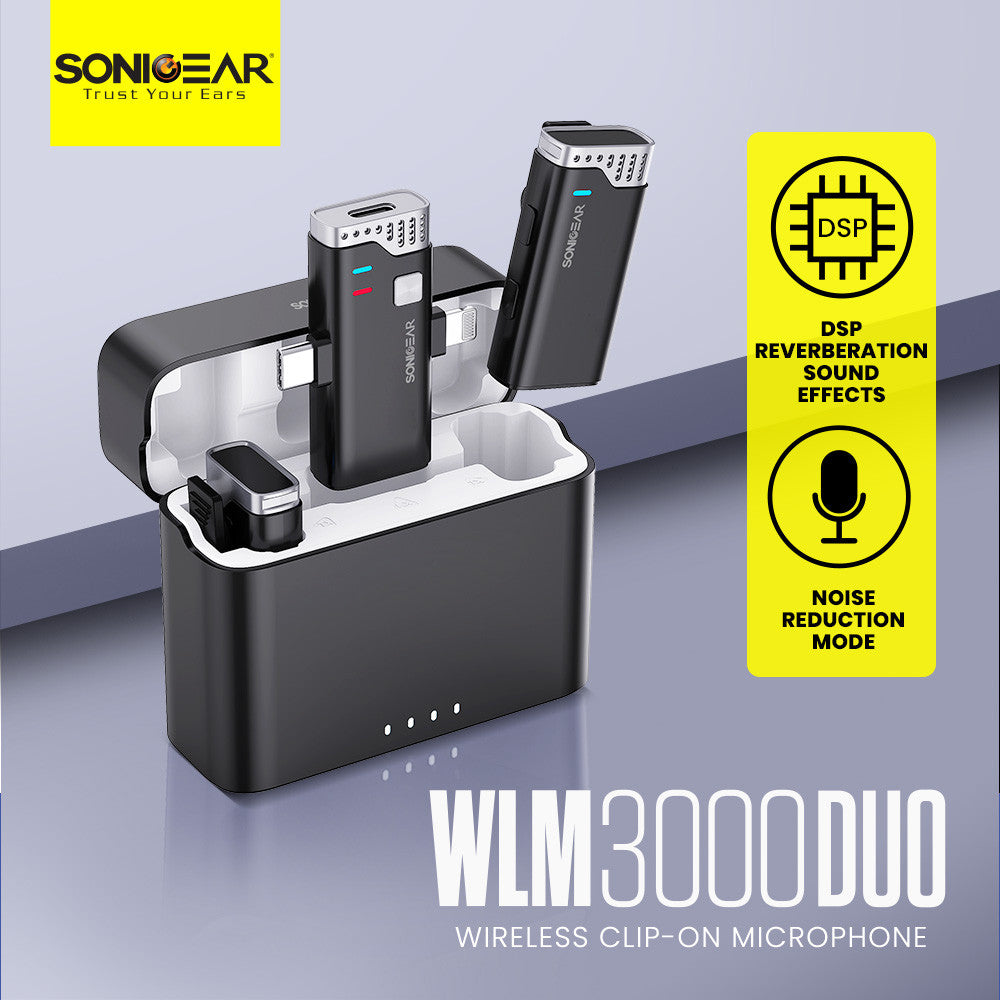 SonicGear WLM3000 DUO Wireless 2x Lavalier ClipOn Microphones