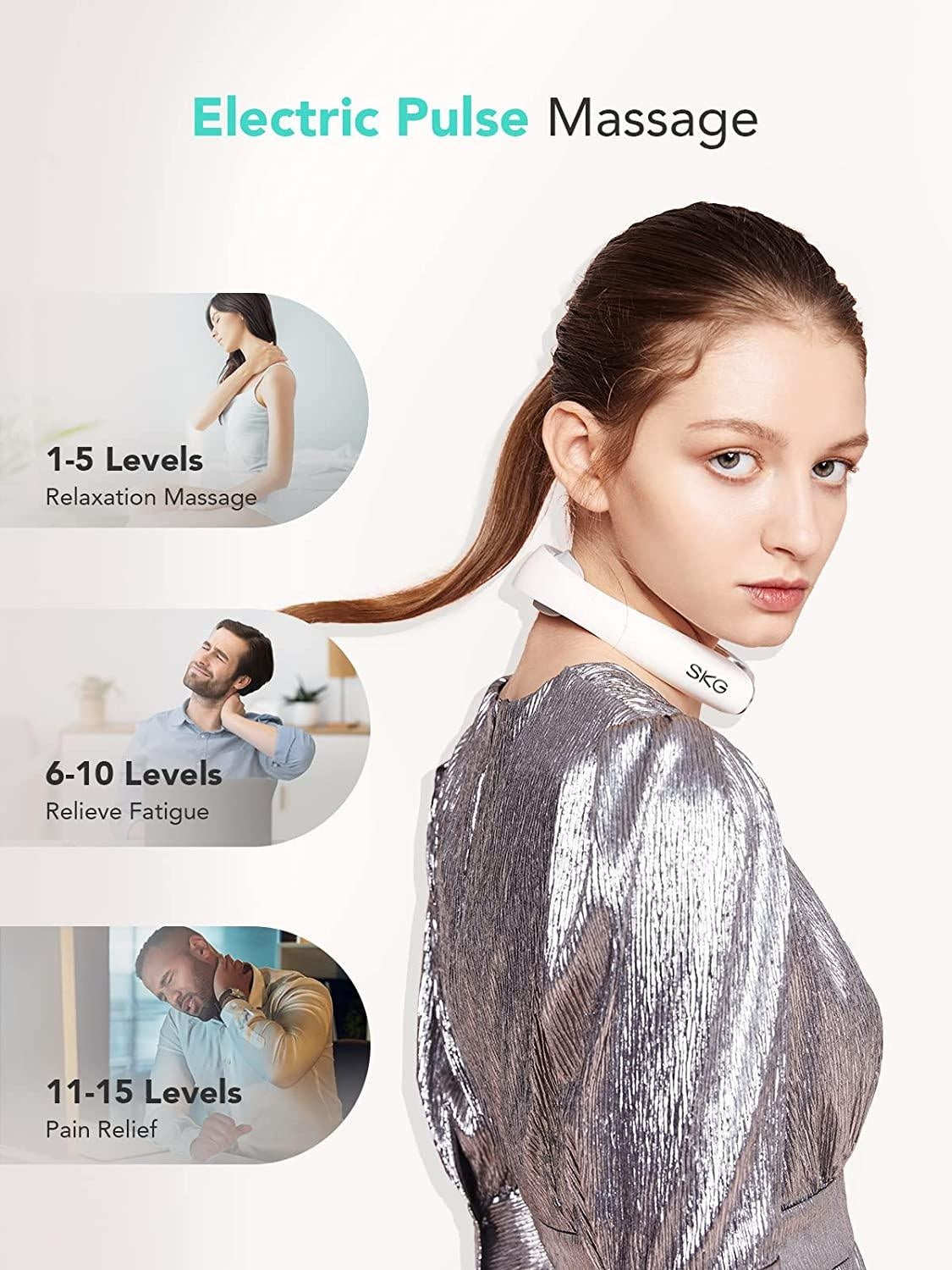 SKG Neck Massager Pulse-Heat-Remote-4xModes K5 Pro