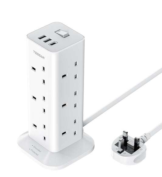 Tessan 12 Gang Extension 3 USB 2m 13A TPS04-UK-C