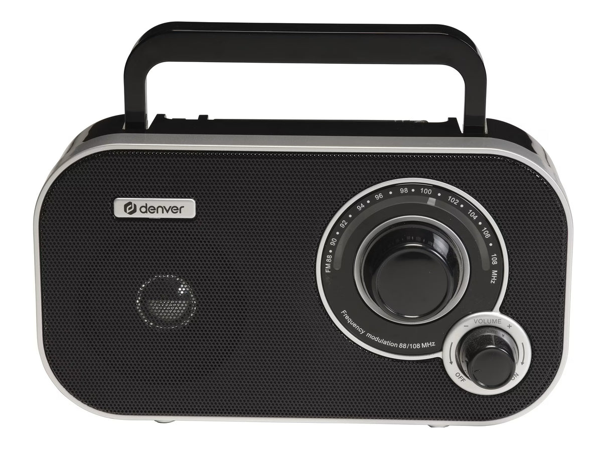 Denver TR-51B Black Portable FM Radio with Telescopic Antenna & Analogue Tuning