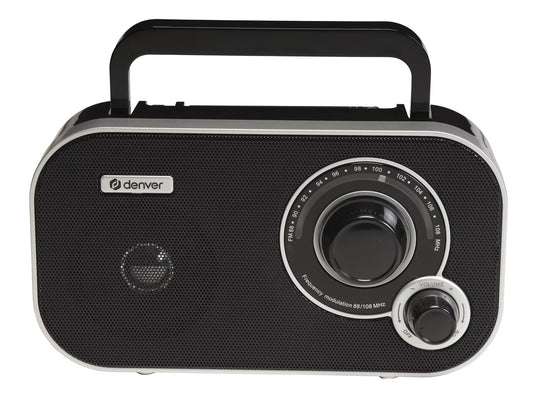 Denver TR-51B Black Portable FM Radio with Telescopic Antenna & Analogue Tuning