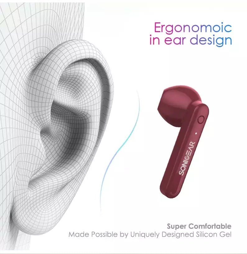 SonicGear EarPump TWS3+ BT Earphones Maroon