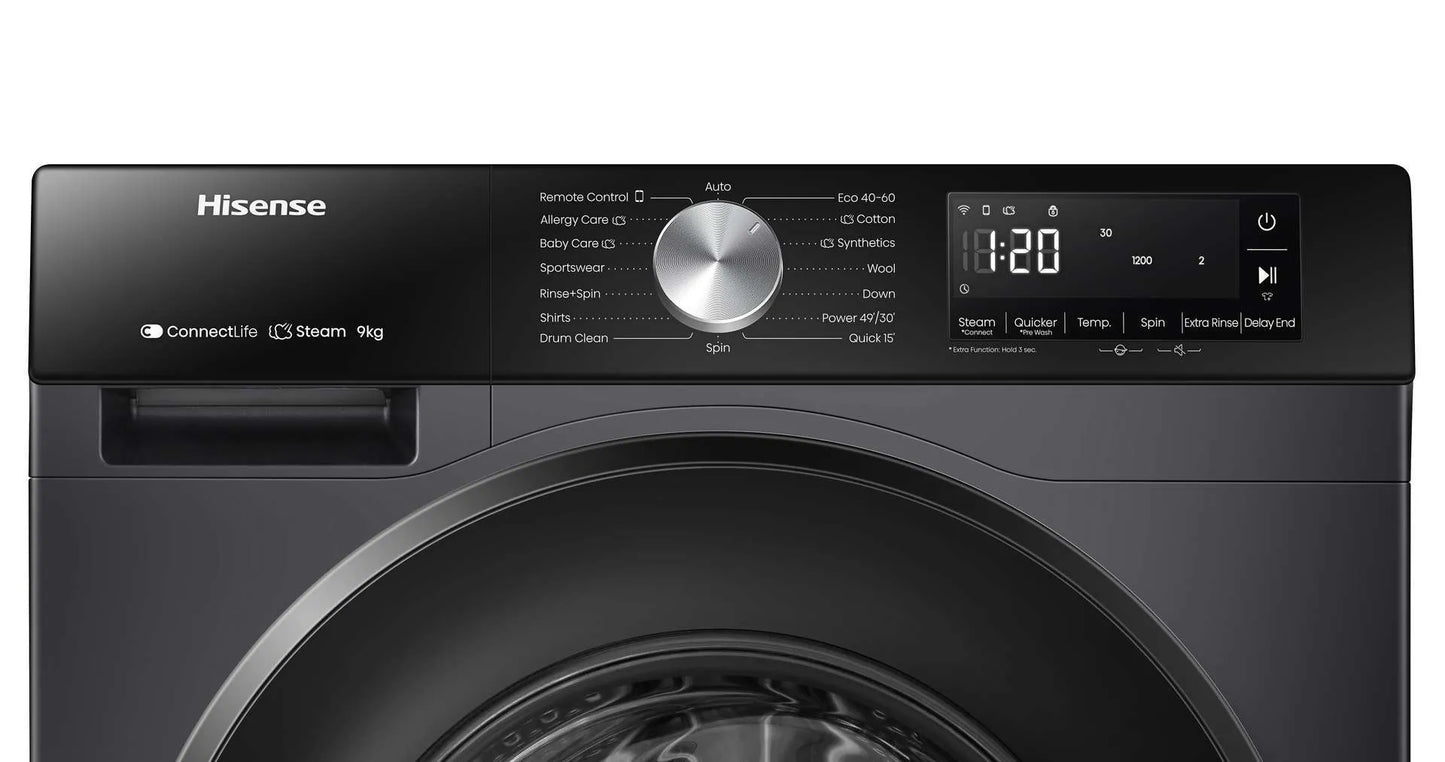 HISENSE WF3S9043BB3 Washing Machine 9kg, Black