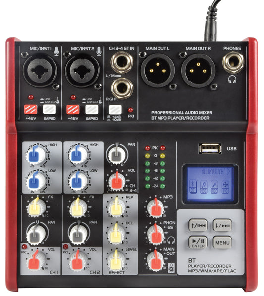 Citronic CSM-4 Mixer 4channels USB/BT Play-Record 170.871UK