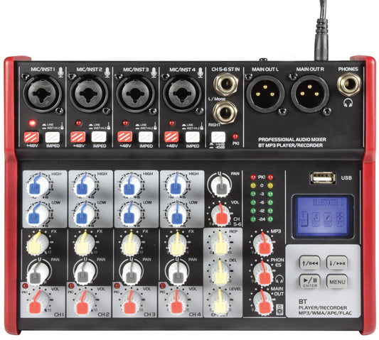 Citronic CSM-6 Mixer 6ch/USB/BT Play-Rec 170.872UK