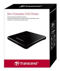 TRANSCEND DVD WRITER EXTERNAL, BLACK, ULTRA SLIM 13.9MM, USB POWERED, USB 2.0 INTERFACE, SUPPORT TV CONNECTIVITY, INCLUDES CYBER LINK MEDIA SUITE 10