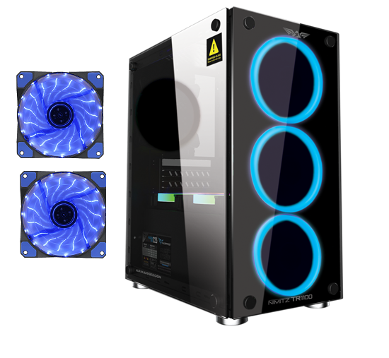 Armaggeddon Nimitz TR-1100 Micro ATX Case with PSU & 5x Blue Fans