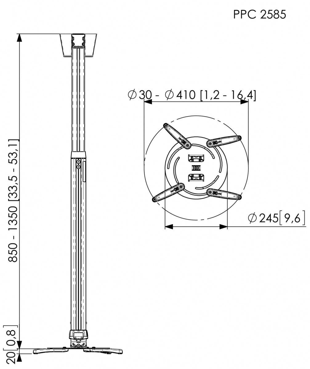 Vogels PPC2585 Projector Ceiling Kit 25kg 85-135cm