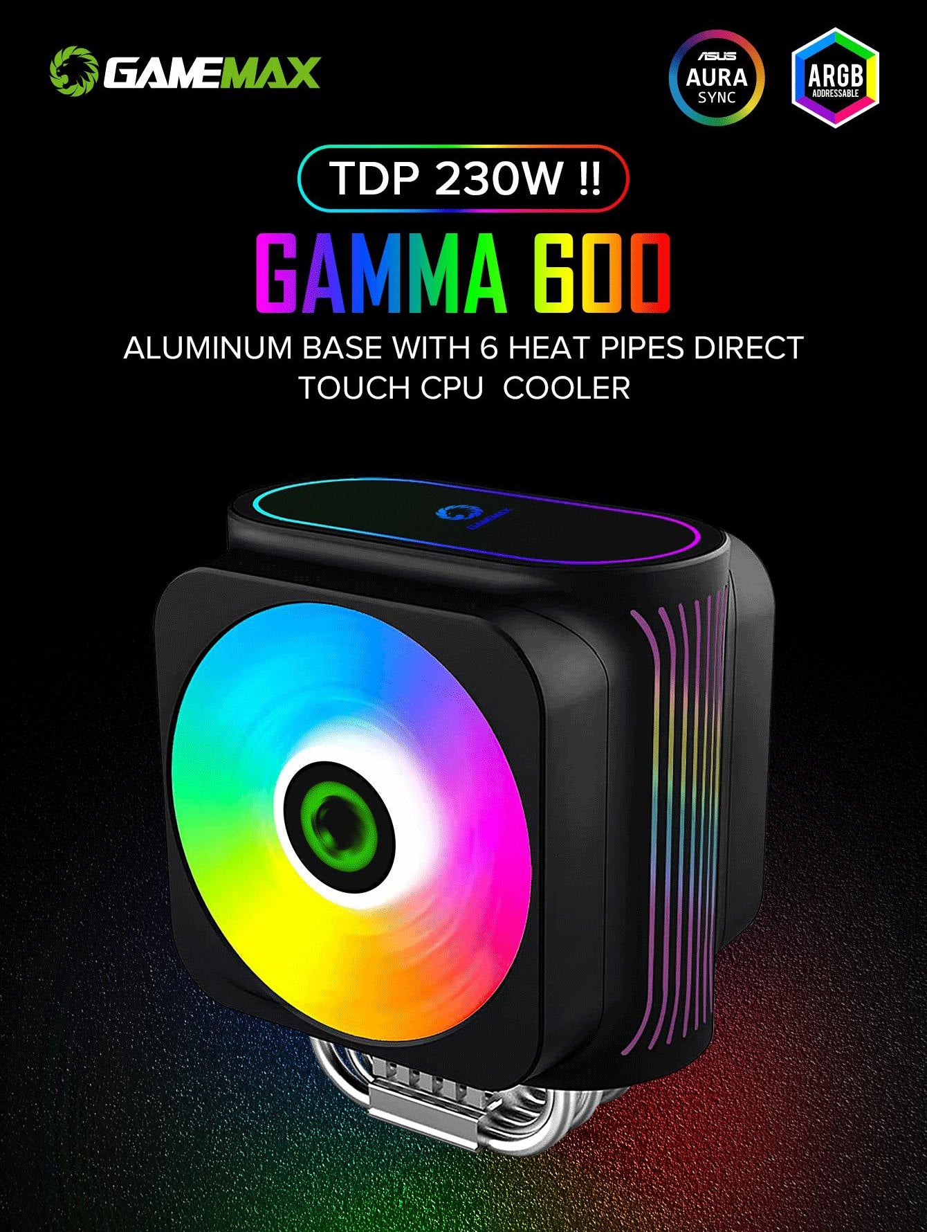 Gamemax GAMMA 600 ARGB CPU Cooler with Dual Fan