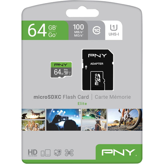 PNY Elite 64GB Micro SD Card With Adapter