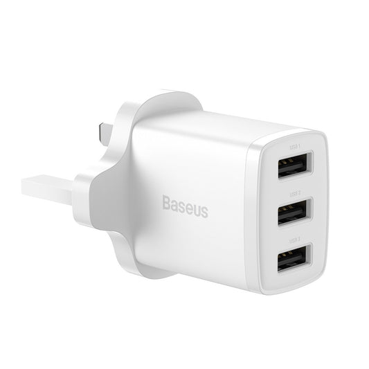 Baseus Charger Wall 3xUSBA 3.4A UK White