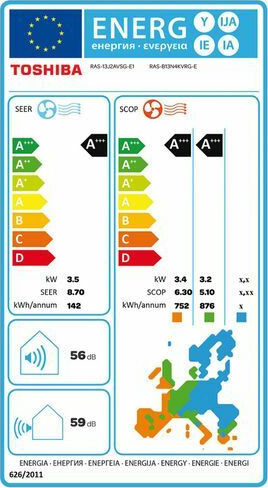 Toshiba Haori RAS-B13N4KVRG-E+RAS-13J2AVSG-E1 Air Conditioner 13000 BTU R32 Inverter with WiFi A+++/A+++
